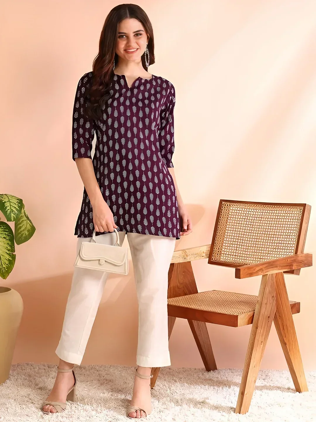 women printed cotton blend kurti top 3
